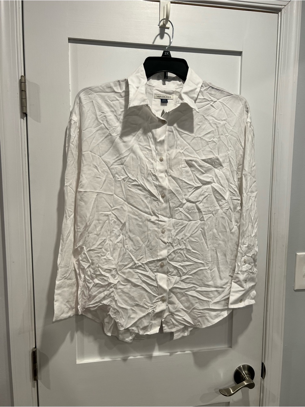 American Eagle Outfitters Women’s White Button-Up Dress Shirt